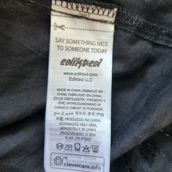 Edikted Liora Lacy Cotton Mini Dress Black Strapless Eyelet Ruffled Feminine - Picture 12 of 14